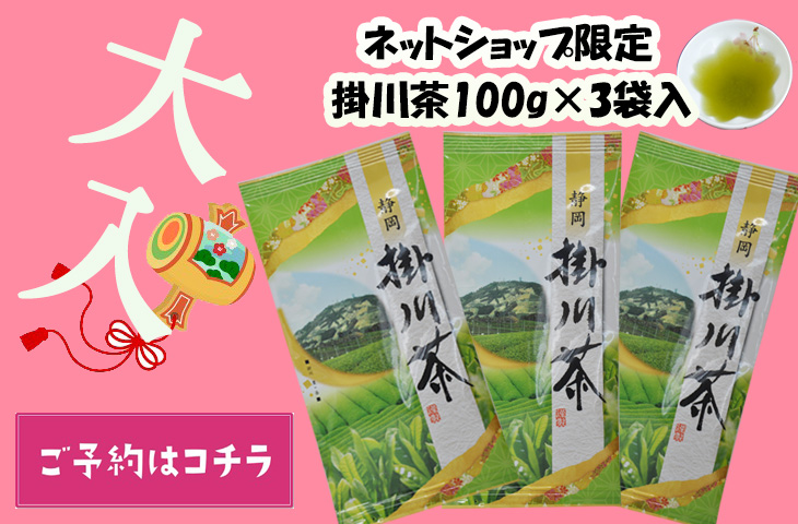 送料無料！「ネットショップ限定！特別限定品！掛川茶100g×3袋セット　【クリックポスト対応】」販売開始～4月5日（水）まで